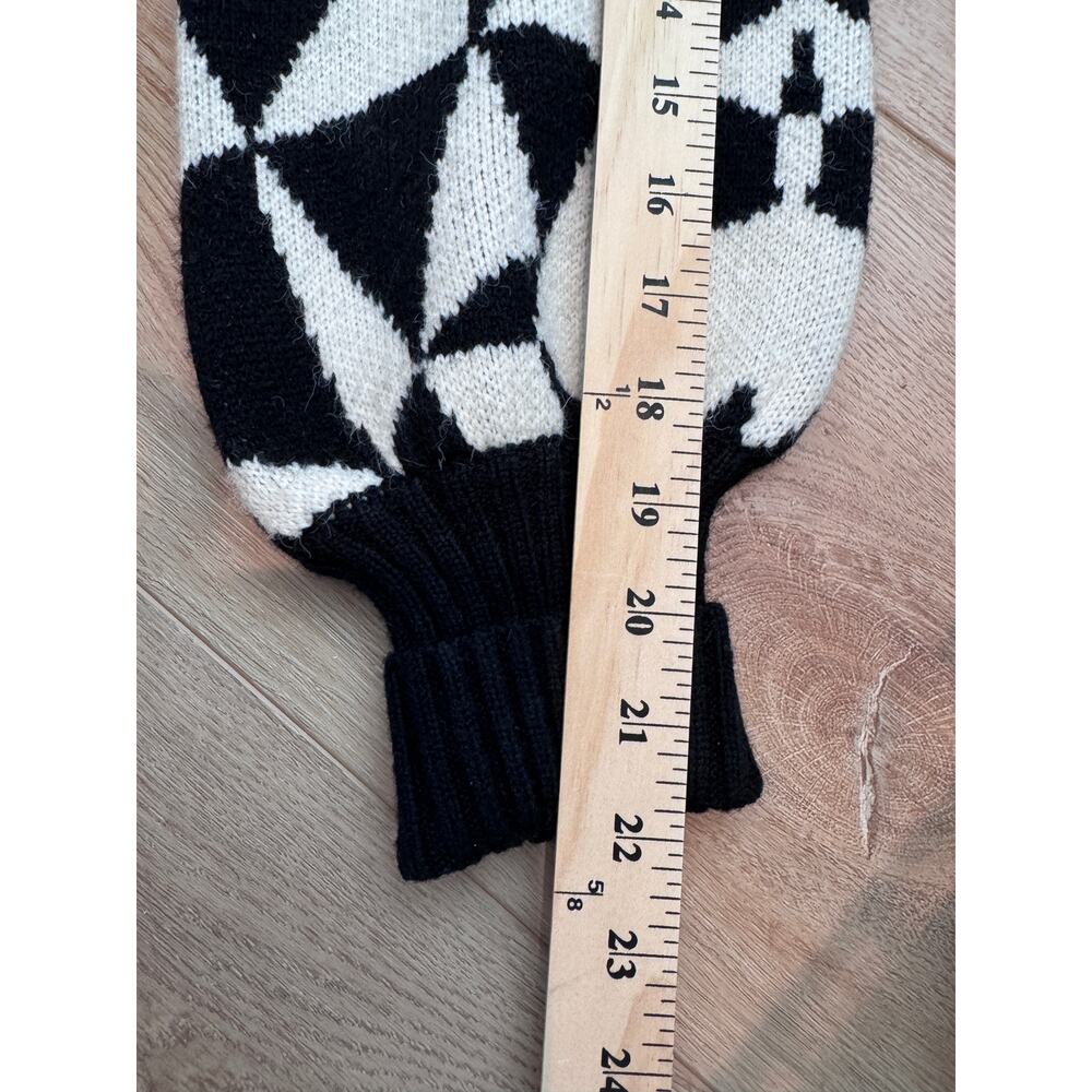 Farm Rio Heart Deco Knit Sweater Black White XS Wool Blend - Picture 9 of 9